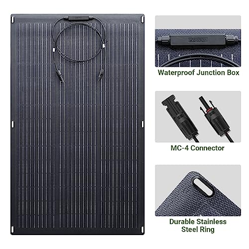 ALLPOWERS SF100 100W Flexible Solar Panel, IP68 Waterproofing ETFE | Photovoltaic Solar Module 24V/12V Off-Grid Semi-Flexible Mono Solar Panel For Roof RV Motorhome Boat Cabin Van Uneven Surface - color: 100W-Flexible Solar Panel-SF100
