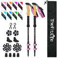 TheFitLife Carbon Fiber Trekking Poles Ultralight Walking Sticks for Hiking - color: Pink