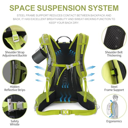 IX INOXTO Hiking Backpack, 26L/40L Waterproof Hiking Daypack with 3L Water Bladder and Rain Cover, Lightweight Travel Camping Backpack for Men Women (Fruit Green) - color: Fruit Green