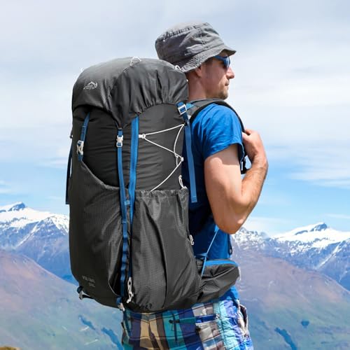 IX INOXTO 55L Internal Frame Waterproof Hiking Camping Backpack with 3L Water Bladder and Rain Cover, Large Lightweight Travel Daypack Rucksack for Climbing (Dark Gray) - color: Dark Gray
