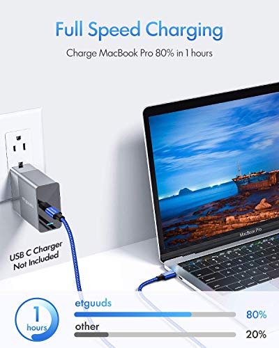 etguuds USB C to USB C Cable 3ft, 2-Pack 60W C to C Cable Fast Charging | for iPhone 17 16 15 Pro Max Plus Air, Samsung Galaxy S26 S25 S24 S23, USBC iPad MacBook Charger Cord Type C, Pixel, Blue - color: Blue, size: 3ft