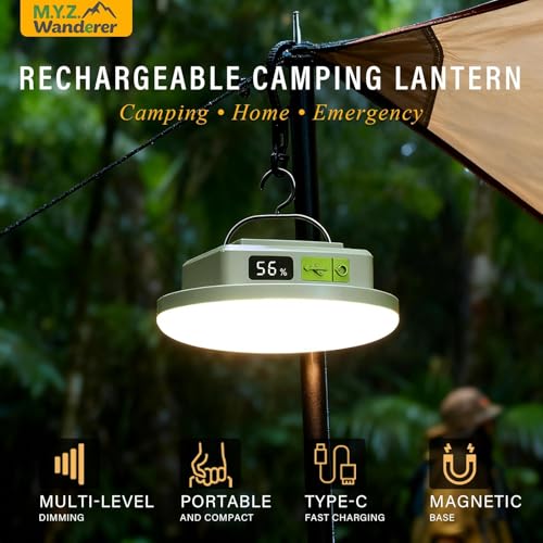 Tent Lights & Canopy Lights, Camping Lantern/Lamp, Rechargeable LED Camping Light, 4500LM 4 Modes Dimmable, 12000mAh Magnet Flashlight for Emergency & Power Outages, Battery Powered Outdoor Lights - style: 12000mAh