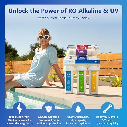 Express Water ROALKUV10MBN, 11-Stage RO Water Filter System, Alkaline & UV | 100 GPD, NSF Certified 372 & 58, Brushed Nickel Faucet, Removes Up to 99.99% Contaminants, Leak Stop Detector - color: Brushed Nickel, style: 11 Stage, Alkaline + UV