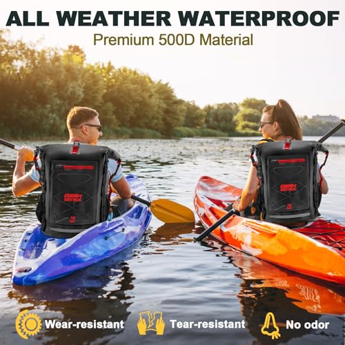 OSAH DRYPAK Waterproof Backpack Dry Bag 25L/35L/55L/85L – Heavy Duty Roll-Top Hiking Backpack Sack Keeps Gear Dry for Travel, Kayaking, Boating, Camping, Rafting and Fishing - color: Black Red, size: 25L