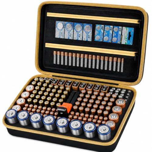 Comecase Battery Organizer Case with Tester, Holds 162+ AA AAA C D 9V - size: 162+Batteries