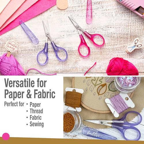 High Precision Detail Scissors Set (2-Pc) Sharp, Fine Tips | Paper Cutting, Scrapbooking, Sewing, Crafting | Stainless Steel | Protective Cover (Jelly) - color: Jelly