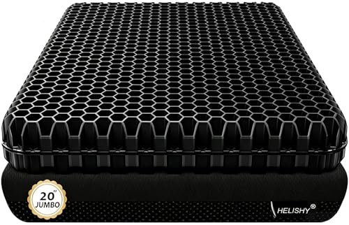 20" Gel Seat Cushion for Long Sitting Pressure Relief - Jumbo & Thick Gel Cushions for Office Chairs - Tailbone Pain Relief Cushion, Sciatica & Back Support, Wheelchair Cushions & Car Seat Cushion - color: Black, size: Jumbo Thick - 20×19.8×1.96inch