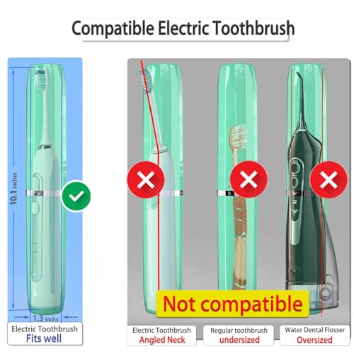 Long Ventilated Electric Toothbrush Travel Case, Portable Holder, Fits Most Standard Straight Electric Toothbrushes (Green) - color: Green