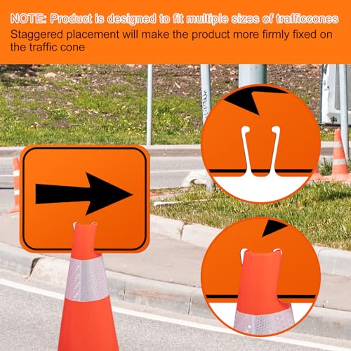 Geetery 12 Pcs Traffic Arrow Orange Detour Signs, Road Cone Top Directional Left Right Go Straight Arrows Sign for Road Barricade Outdoor Construction (Left & Right) - style: Left & Right