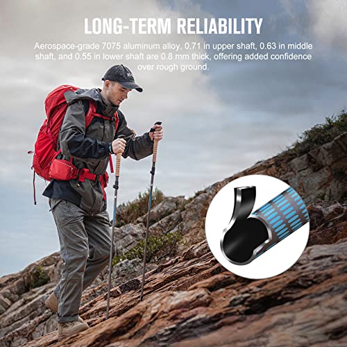 Mixtend F3T2 Trekking Poles, Foldable and Lightweight Walking Stick for Men and Women, Adjustable Hiking Poles with 7075 Aluminum and EVA Foam Grips, Suitable for Outdoor Activity