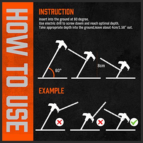 HORUSDY Tent Stakes Heavy Duty, 12-Pack 8.07 Inch Tent Stakes with 4 x 13ft Rope & 1 Stopper T Pull Hook - size: 12 Pack