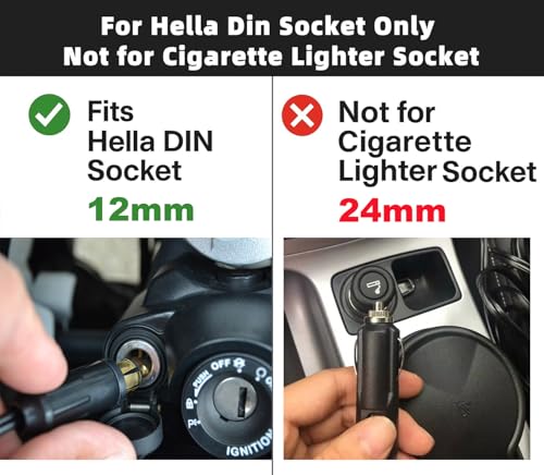 Motorcycle DIN/Hella USB Charger (NOT for Car Cigarette Socket), 36W PD3.0 & 18W QC3.0 Power Adapter with Switch, Voltmeter, Waterproof USB-C & USB-A Plug for BMW Ducati Triumph