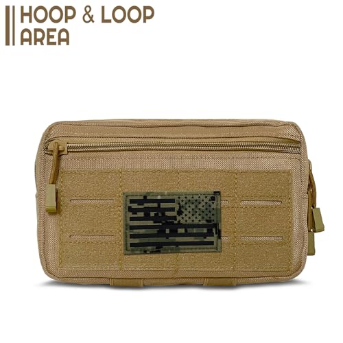 Tactical Molle Admin Pouch | Utility EDC Tool Pouch Bag | Backpack Strap Pouch | Battle Belt Accessories Pouch for Chest Vest Waist Gear - color: Brown