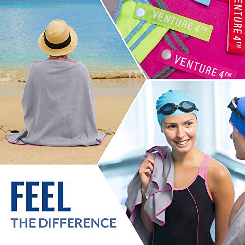 VENTURE 4TH Quick Dry Travel Towel, Ultra Soft Microfiber - 3 Sizes - color: Gray Pink, size: 60.00" x 31.50"