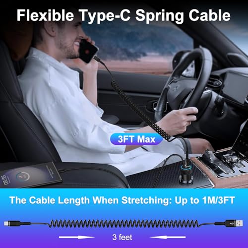 Samsung A15 Charger Cable 3FT for Car, Short Android Auto Coiled USB A to C