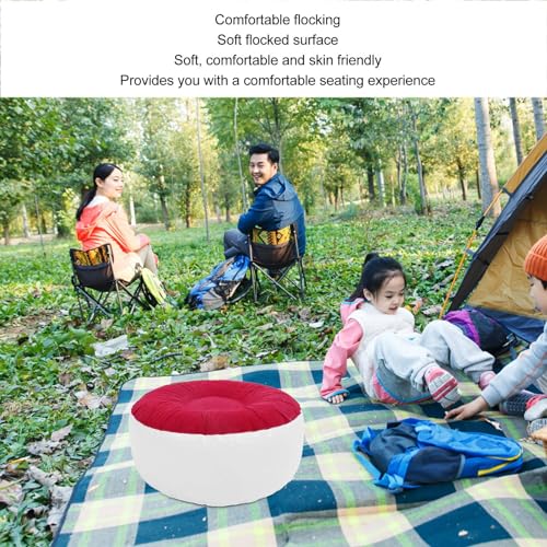 Inflatable Flocking Stool, Lightweight Portable Ergonomic Design Soft Flocking Inflatable Foot Rest Sitting Stool for Outdoor Camping Picnic Fishing - color: Red