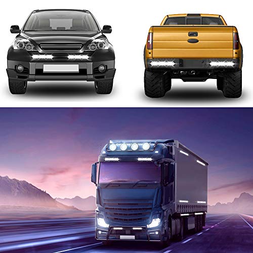 2pcs 12LED White Led Emergency Beacon Hazard Warning Flashing Strobe Light Bar Universal for Construction Vehicle Car Truck Trailer 12-24V - color: White