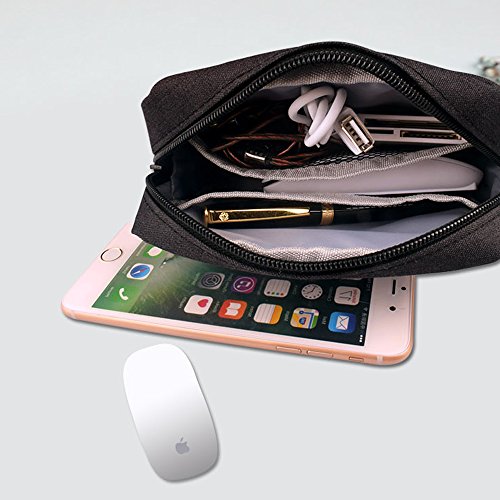 Universal Electronics/Accessories Soft Carrying Case Bag, Durable & Light-weight,Suitable for Out-going, Business, Travel and Cosmetics Kit (Small+Big-Black) - color: Small+Big-Black
