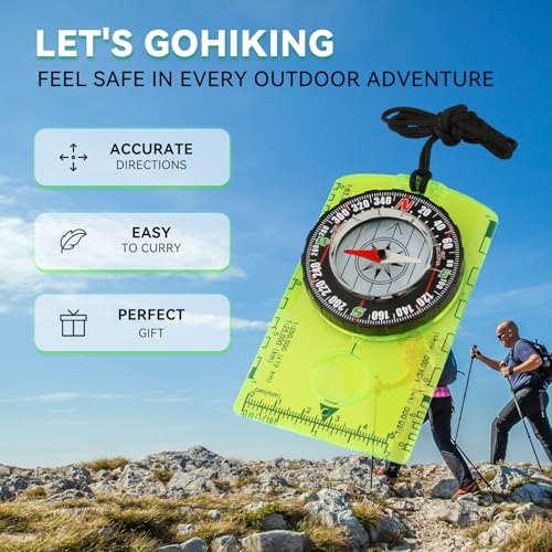 Compass Military Grade, Precision Navigation Compass for Hiking - color: green