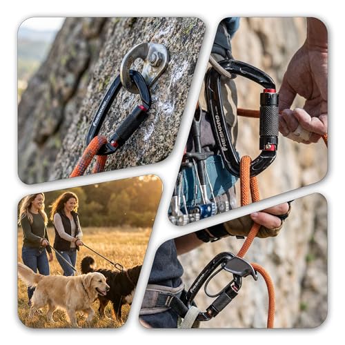 FresKaro UIAA Certified 25KN Auto Locking Climbing Carabiner Clips, Twist Lock, and Heavy Duty Carabiners for Rock Climbing, Rappelling, and Mountaineering, D Shaped - color: 3PCS-25KNA