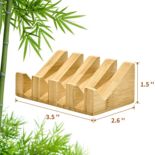 Bamboo Soap Dish Wooden Bar Soap Holder Saver for Shower,2 Pack - color: 2pcs