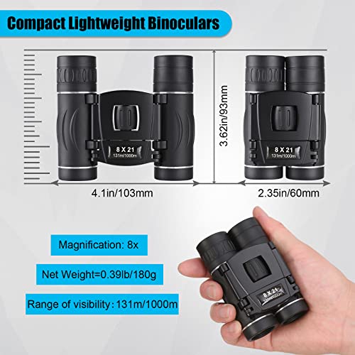 8x21 Mini Binoculars, Portable Compact Binoculars for Adults Kids | Compact Binoculars, Suitable for Bird Watching, Hunting, Travel, Sporting Events and Theater - size: 8X21