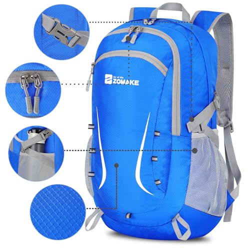 ZOMAKE Lightweight Packable Backpack 35L, Foldable Backpacks Water Resistant Collapsible Light Daypack for Hiking(Dark Blue) | Light Hiking Backpacks Water Resistant Collapsible Day Pack for Travel, Everyday Carry, Multi-Pocket Layout, Heavy Duty Nylon -