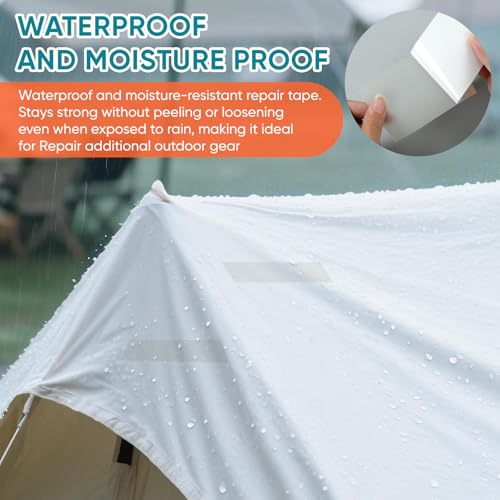 RV Awning Repair Tape, Tent Repair Patch, Tear Repair Kit for Tarps, Boat Cover Repair, Tents, Sailboats, Waterproof, Clear, 1 Roll 3 in. x 60 in.