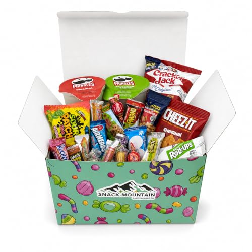 Snack Mountain Sweet & Salty Snack Box – Giftable Candy, Chips, Crackers & Fruit Snacks Variety Care Package for College, Office, Birthday & Thank You