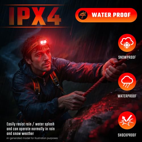 DARKBEAM Red Light Headlamp LED Rechargeable Headlamps for Astronomy 2 Pack | Redlight Headlight Head Lamp, Waterproof Head Lamps, Up/Down Adjustable for Adults Night Fishing Hunting Stargazing Camping - color: Dual Redlight-2 Pack