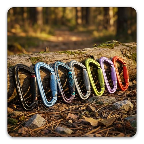 FresKaro UIAA Certified 25KN Auto Locking Climbing Carabiner Clips, Twist Lock, and Heavy Duty Carabiners for Rock Climbing, Rappelling, and Mountaineering, D Shaped - color: 2PCS-25KNA