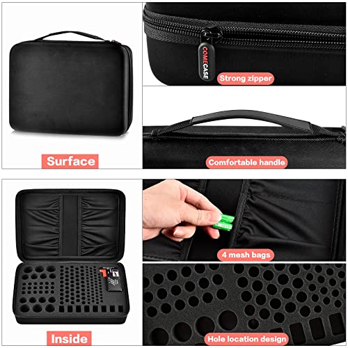 Comecase Battery Storage Case with Tester, Holds 148+ AA AAA C D 9V, Black - size: Large 148+Batteries