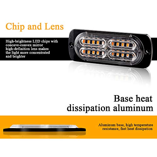 12-24V 20-LED Super Bright Emergency Strobe Warning Caution Hazard Construction Waterproof Flashing Strobe LED Light Bar Surface Mount for Car Truck SUV Van (Amber) - color: Amber