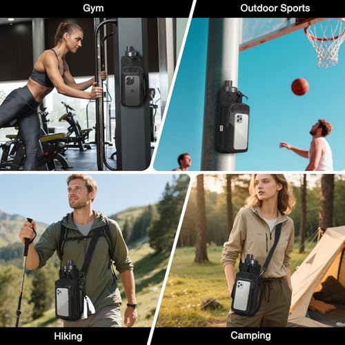 MoKo Magnetic Gym Bag, Magnetic Water Bottle Holder with Clear Phone Pouch - color: Black