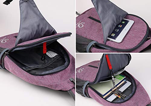WATERFLY Crossbody Sling Backpack Sling Bag Travel Hiking Chest Bag Daypack (Purple) - color: B-purple