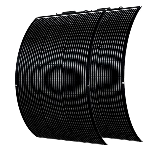 Flexible Solar Panel 300W /2PCS 12 Volts 150W Fiberglass Module | High-Efficiency N-Type Monocrystalline cell,Lightweight,for off-grid RV Boat Van Cabin Uneven Surfaces 12V/24V Battery Charge