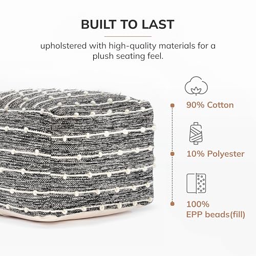 Anji Mountain 16" H x 22" W Handmade Pouf Ottoman for Living Room & Couch - color: Badger