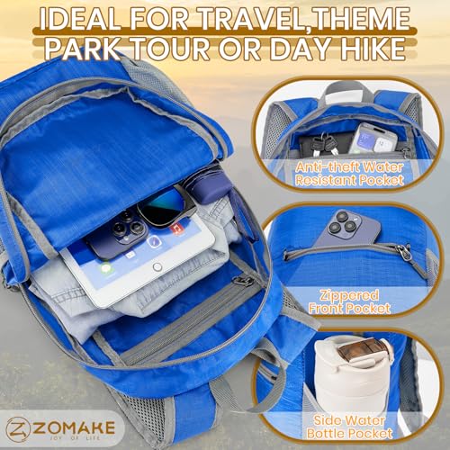 ZOMAKE Lightweight Packable Backpack, Foldable Small Travel Day Pack - color: Dark Blue