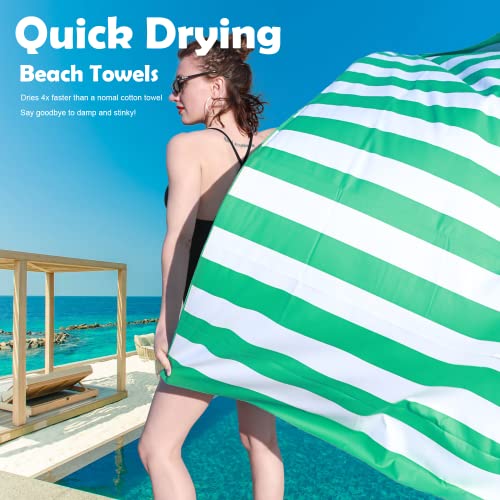 Your Choice Microfiber Beach Towel Sand-Free Quick Dry (67"x35"/60"x30") - color: L-live Green Stripes, size: Large(60x30")
