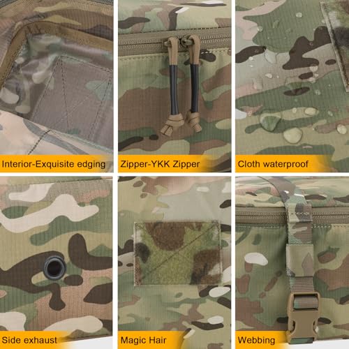 PETAC GEAR 4 PCS Tactical Modular Packing Cubes with Waterproof Material, Large Capacity Storage Bag, Easy Clean Outdoor Travel Organize Storage Pouches Bags (MC) - color: MC