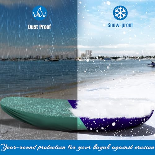 SIRUITON Kayak Cover 9-13FT 420D Waterproof Board Covers | Outdoor Dust Kayak Storage Cover-UV Protection Paddle for Canoe, Paddle Board, SUP, and Kayak Boat - size: 2Pack 9-10FT