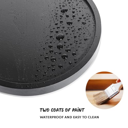 Round Decorative Tray Farmhouse Kitchen Decor Soap Dish, 8" Black | Waterproof, Lightweight, Easy Clean, Wood Riser Pedestal Stand Accessories for Office Desk, Vanity, Counter, Sink - color: Black, size: 8"