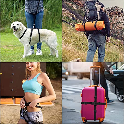 RNKP Heavy-Duty Buckle and Strap Set 2“: 6 Yards of Thick nylon webbing, 6-Pack Adjustable Quick Side Release Plastic Buckles, 12 Tri-Glide slide Clips, 6 Metal D-rings, Black (2” Combo kit) - size: 2" x 6 yd