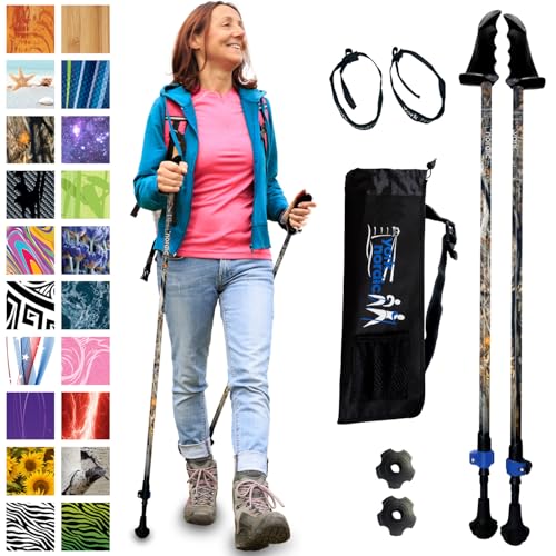 York Nordic Motivator Walking Poles for Balance and Rehab - Patented Stability Grips - Lightweight, Adjustable, and Collapsible - 2 Pieces Adjustable w/flip Locks - Heights 4'6" up to 6'2" - 230 lbs - color: Camo