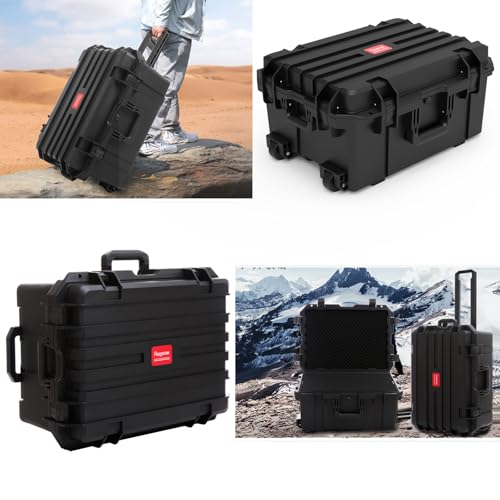 Regetek 27" Waterproof Hard Case with Foam, Rolling Equipment Flight Case with Wheels & Retractable Handle for Camera, Drone, Tools, Electronics, Heavy Duty, IP67 Rated, Inner 21.6"X 14.6"X10.2"