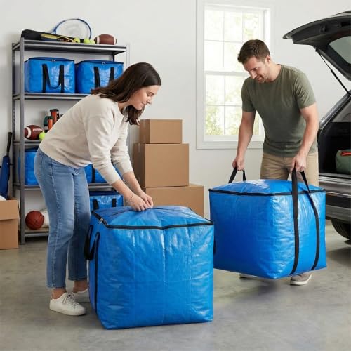 Extra Large Cube Moving Bags (Black, 25"x25"x25" - 2 Pack) | Heavy Duty, Water-Resistant, Foldable, For Clothes, Bedding, Blankets & Pillows, Reusable Alternative to Moving Boxes - color: Black, size: 25"x25"x25" - 2 Pack