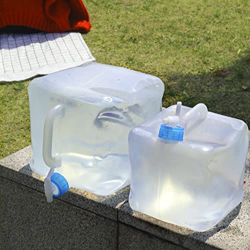 2 Pack Collapsible Water Container with Spigot, Foldable Cube Water Jugs Portable Water Storage for Outdoors Camping Hiking Disaster Preparedness & Survival Gear 1.4/2.6/4/5.3 Gallon - size: 2.6Gallon, style: Stylea