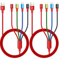 4 in 1 Multi Charging Cable 3.5A, 2Pack 6Ft 4 in 1 Multiple Charging Cord - size: 6ft