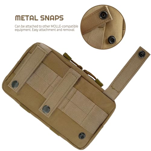 Tactical Molle Admin Pouch | Utility EDC Tool Pouch Bag | Backpack Strap Pouch | Battle Belt Accessories Pouch for Chest Vest Waist Gear - color: Brown