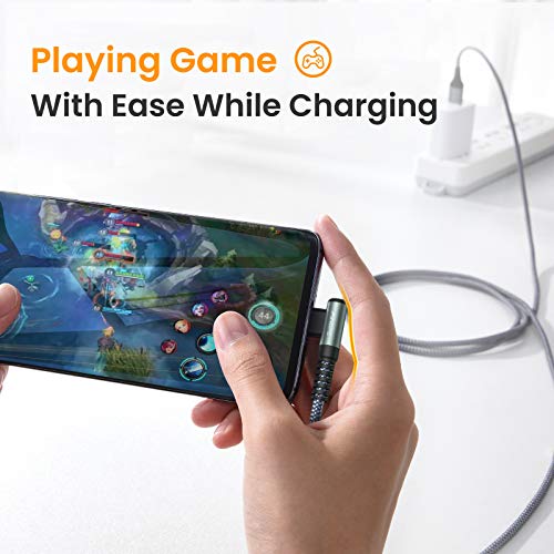 AINOPE 2-Pack USB to USB C Cable 3.1A Fast Charge, [3.3FT+10FT] Right Angle Type C Charging Cable, Durable Nylon Braided USB C Cable Fast Charge Compatible Galaxy S10 S9 S8 Plus S21, LG V30,V20,G6 - color: Grey, size: 3.3FT+10FT